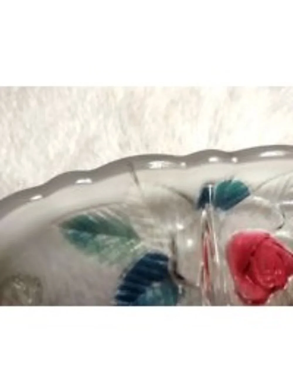 Studio Nova Serving Tray Dish 3-Part Clear Rose Flower Embossed Platter